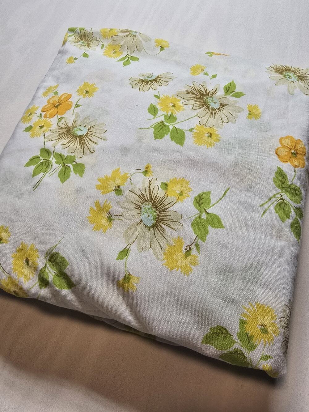 Vintage Flower Song Floral Twin Fitted Bed Sheet Yellow